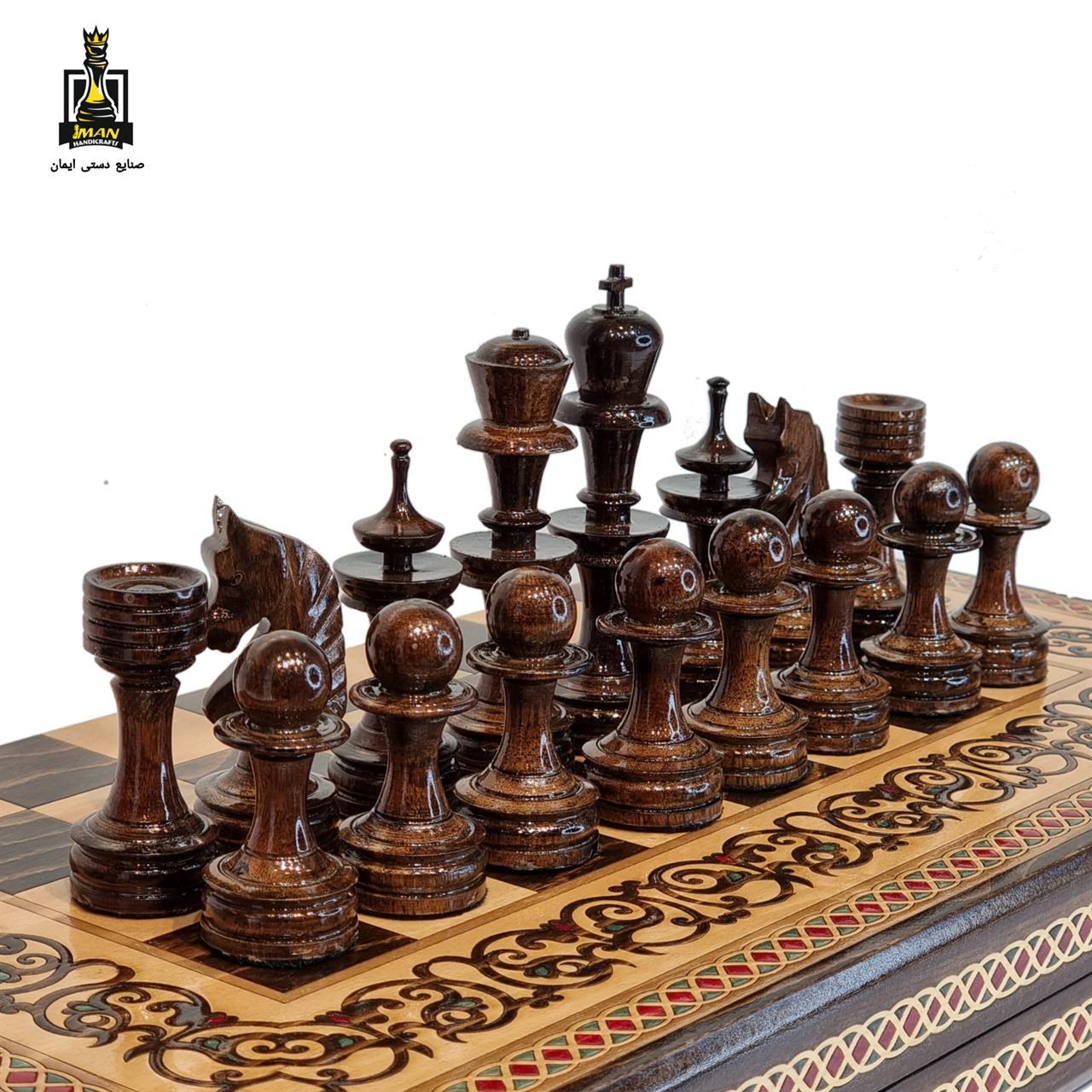خرید مهره شطرنج سوخته کاری| صنایع دستی ایمان